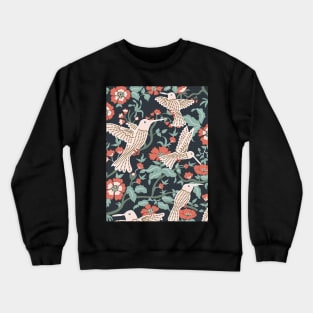 Hummingbirds in Floral Garden Crewneck Sweatshirt